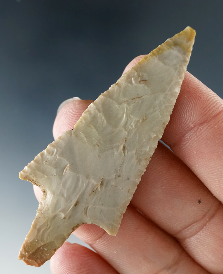 Nice! 2 9/16" Langtry point that is thin and well flaked found in Texas.