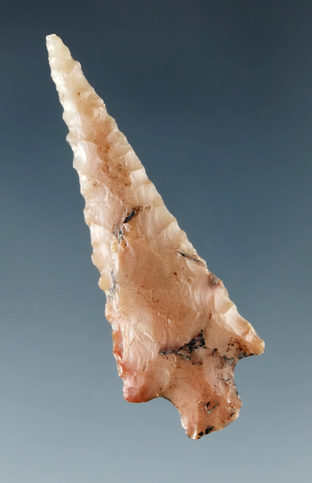 1 1/2" Columbia River arrowhead made from cream and pink colored Flint found in Washington.