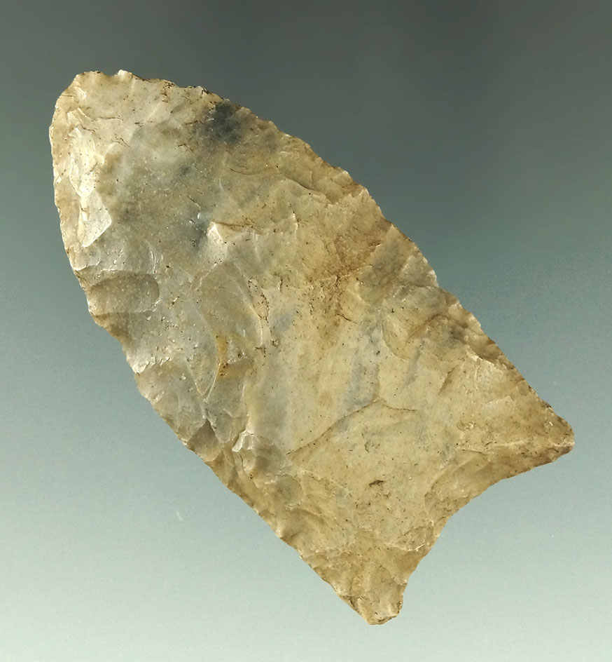 2 7/16" Paleo fluted Clovis found in Jefferson Co., Kentucky. Comes with a Partain COA.