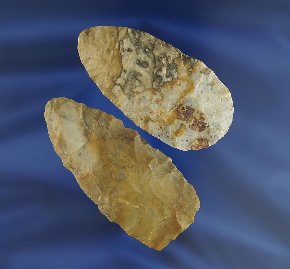 Pair of Flint Ridge Flint Blades found in Knox Co.,  Ohio, largest is 2 1/2".