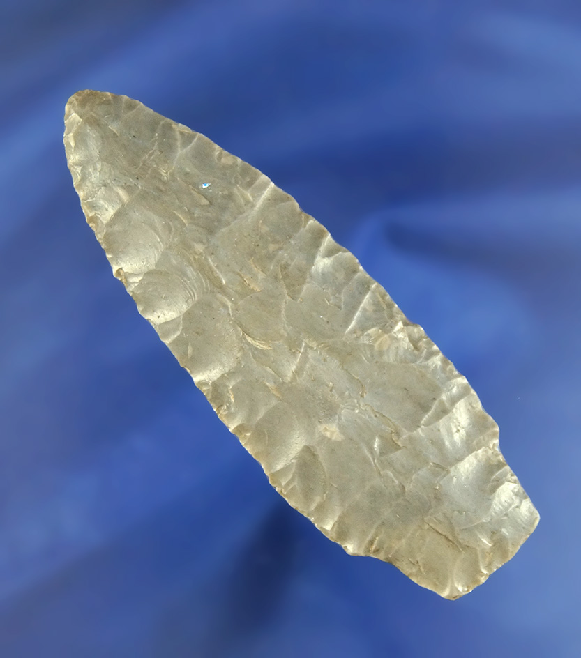 Beautiful flaking on this 3 1/8" Paleo Stemmed Lance found in Darke Co.,  Ohio.
