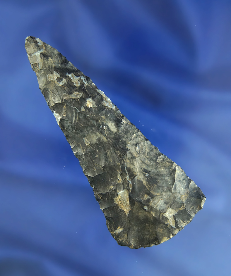 Nicely patinated 4 13/16" Coshocton Flint Cobbs Triangular Knife found in Delaware Co.,  Ohio.