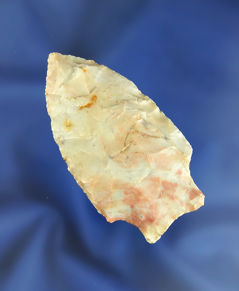 Beautiful color on this 2 1/2" Transitional Point made from Flint Ridge Flint - Richland Co.,  Ohio.