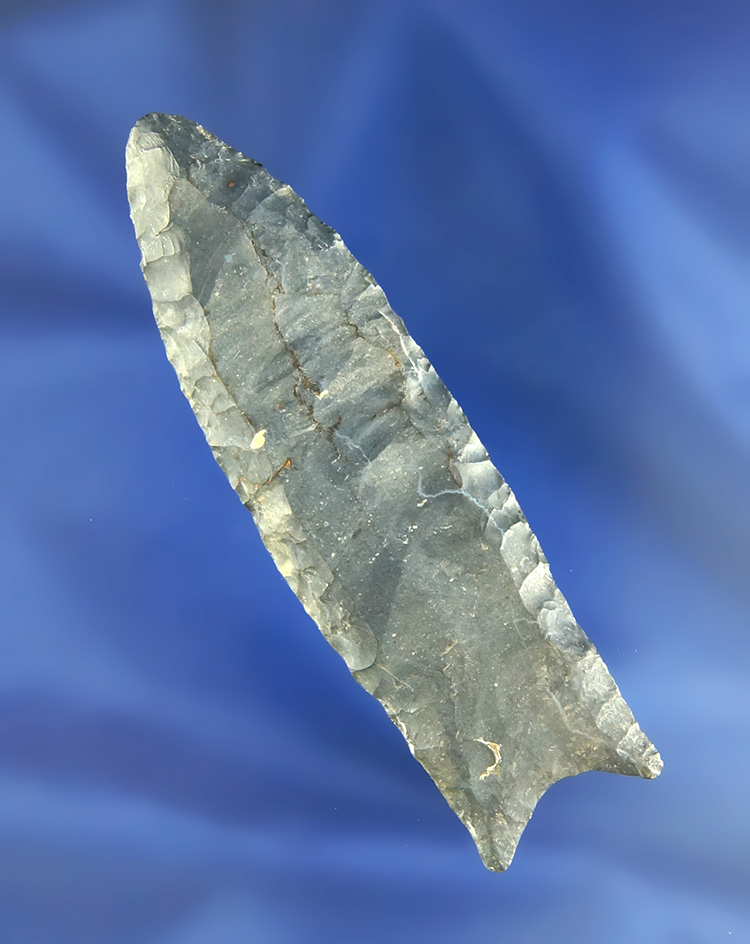3 1/8" Paleo Fluted Cumberland made from Coshocton Flint with a restored base - Hocking Co.,  Ohio