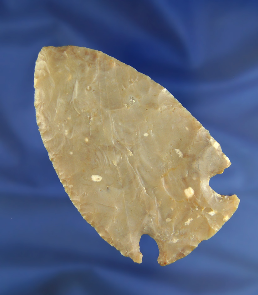 4 5/16" Flint Ridge Flint Hopewell that is thin and very well flaked found in Ohio.  Bennett COA.