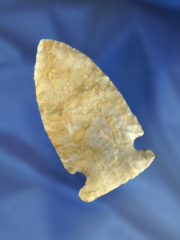 3 1/8" beautifully styled Archaic Sidenotch made from Flint Ridge Flint found in Crawford Co., Ohio.