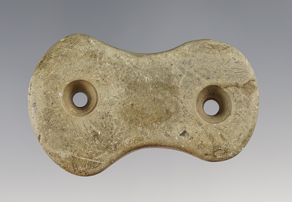 2 1/4" well patinated Gorget found in Ross Co., Ohio. Ex. Don Casto collection.