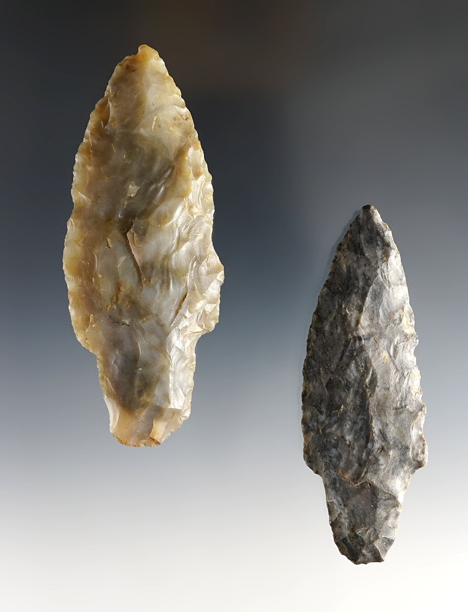 Pair of Midwest Adena points. The largest is 3 3/4".