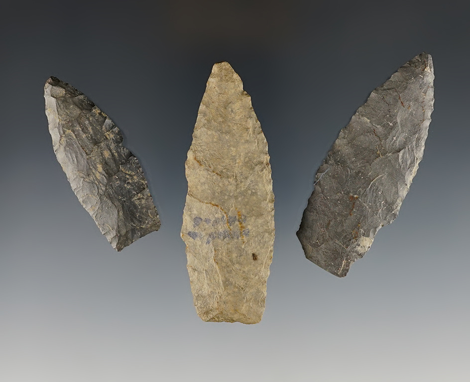 Set of 3 nicely made Ohio Paleo Lanceolates. The largest is 3 5/16".
