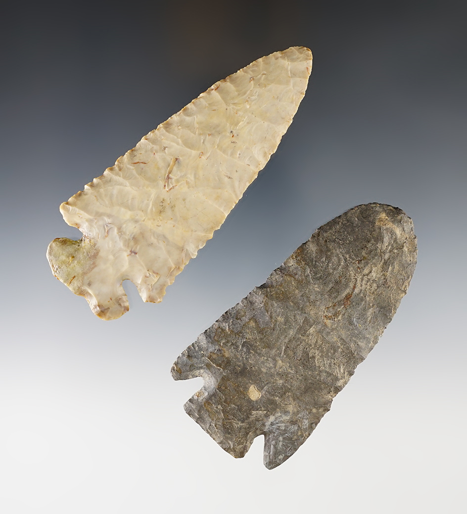 Pair of nice Ohio Points with minor restoration.  The largest is 4 1/8".