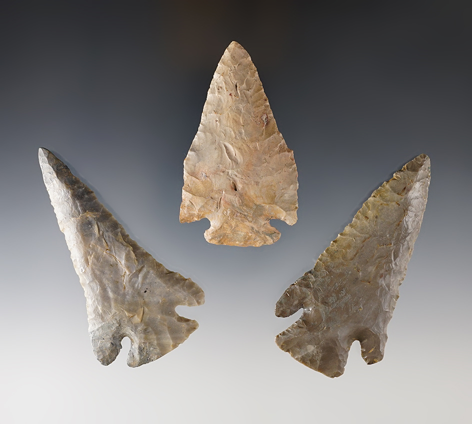 Set of 3 restored Ohio Points. The largest is 3 1/4".