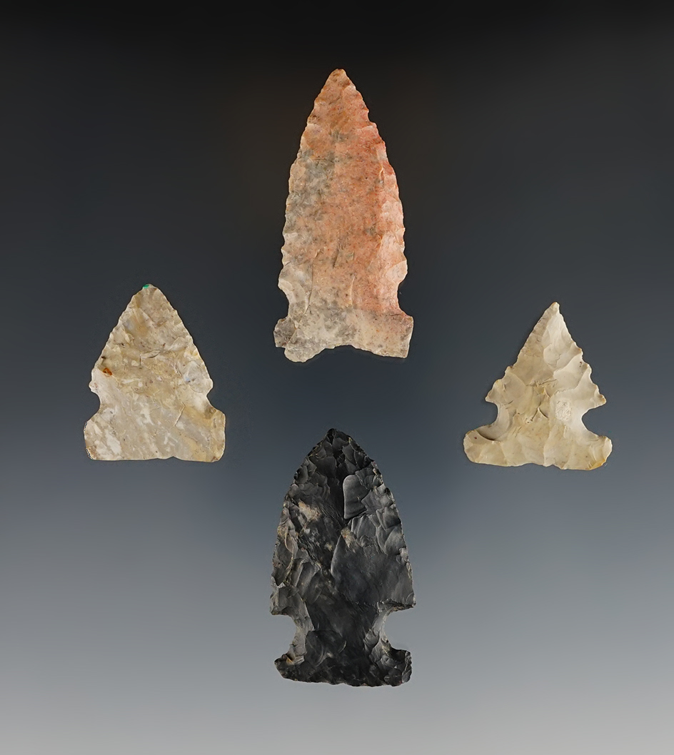 Set of 4 nice Midwest Sidenotch Points. The largest is 2 1/4".