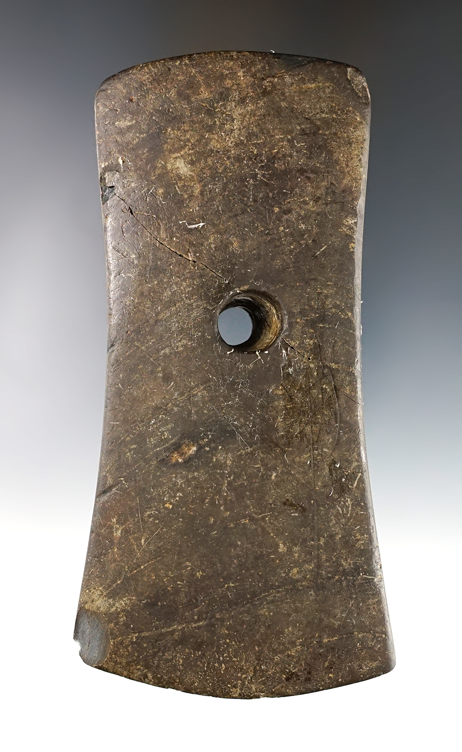 4 7/8" Bell Pendant found in Crawford Co., Ohio. Glued at hole. Ex. Kenny Black, David Root.