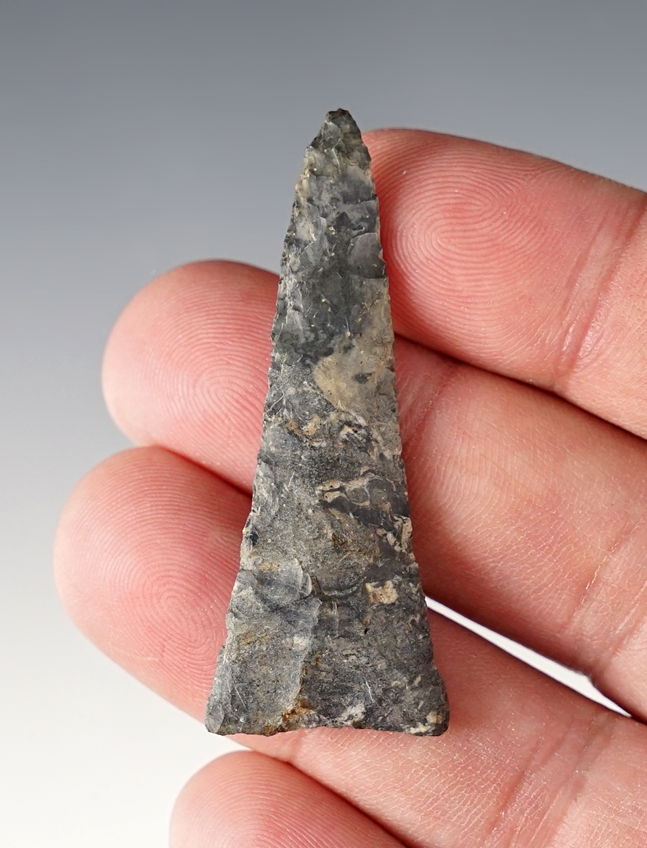 2" finely flaked Ohio Ft. Ancient Triangle made from Coshocton Flint.