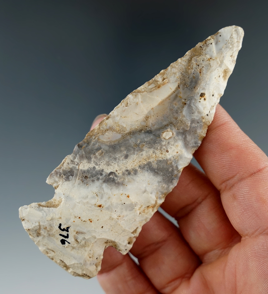 3 5/8" Gibson found in Ozark Co., Missouri made from attractive Mozarkite flint.