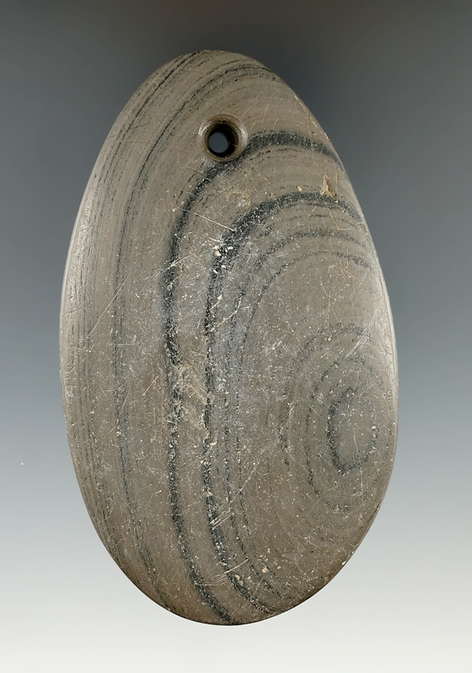 3 9/16" Adena Tear Drop Pendant, Medina Co., Ohio. Ex. Beck, Todd Harding, Doug Hooks