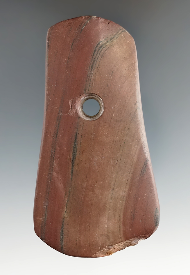 3 3/4" long Pendant - beautifully banded red glacial slate found in Ohio. Bennett COA.