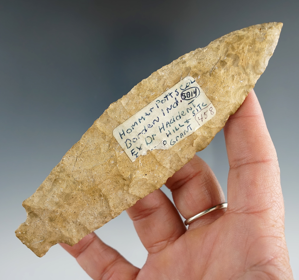 5 1/4" Elk River with beautiful oblique transverse flaking. Found in Indiana.