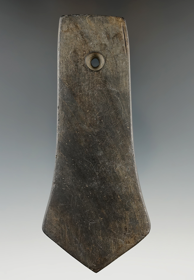 4 3/4" Adena Anchor Pendant made from Banded Slate, found in Ohio.