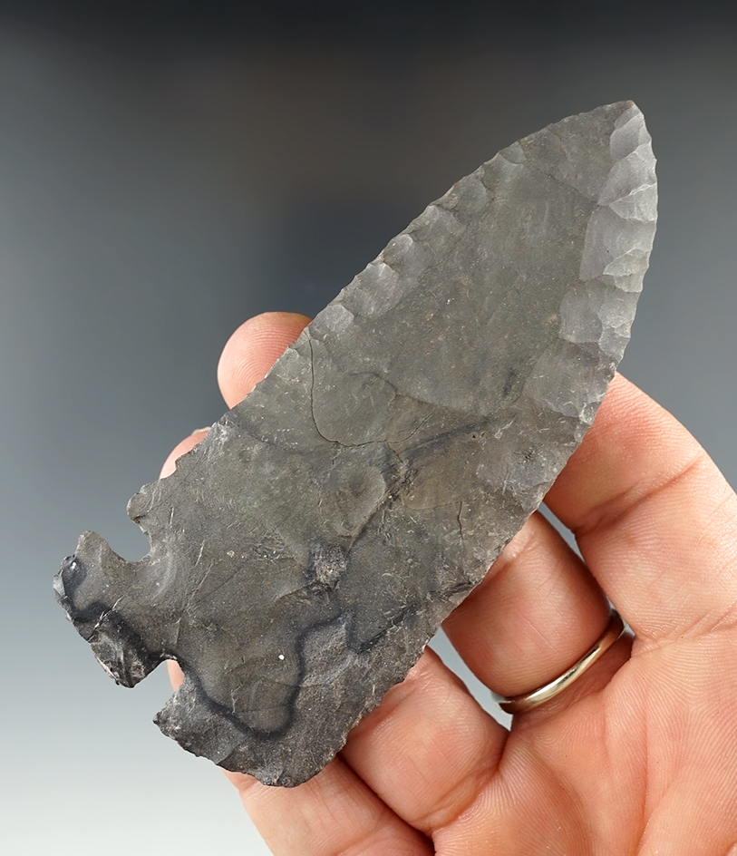 3 5/8" Corner Tang Knife with the upper section restored found in Central Texas. Rogers COA