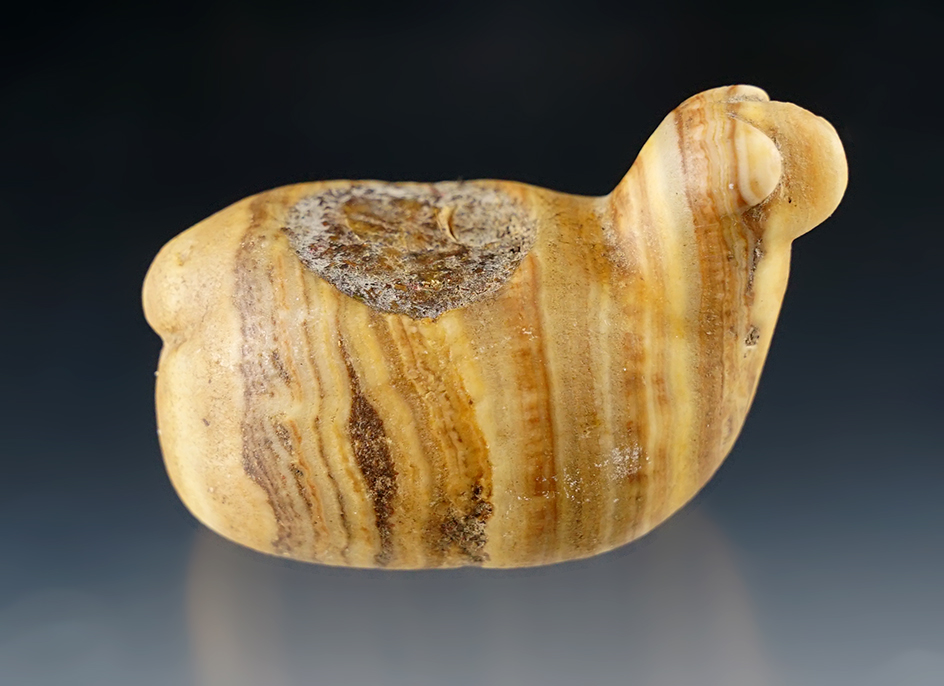 2 1/4" Long miniature Llama Canopa made from beautifully banded Hardstone.  Peru.