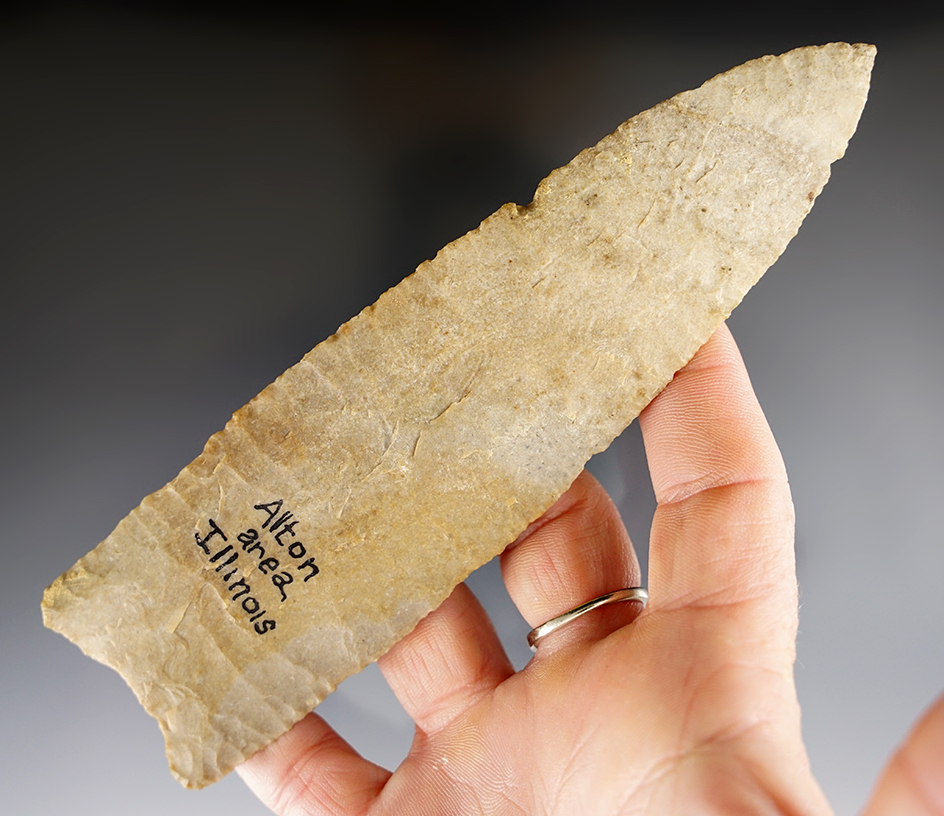 Exceptional! Very large, perfectly flaked Dalton - just under 6".  Found in the Alton, Illinois area
