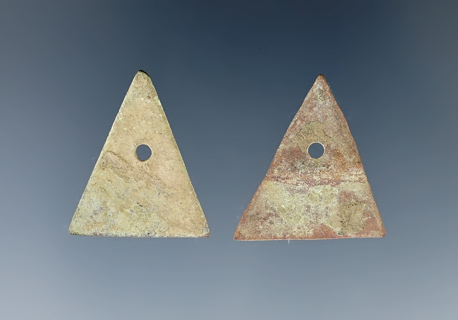 Pair of 3/4" metal Historic Era Iroquois Arrowheads recovered at the Burrell Creek site Geneva, NY.