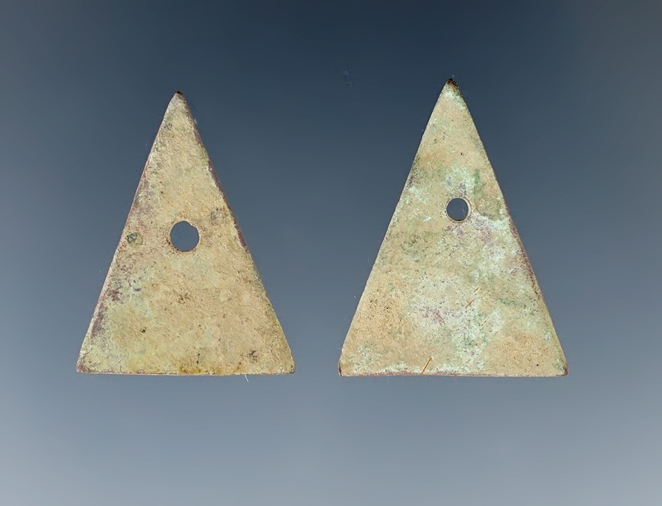 Pair of 7/8" metal Historic Era  Iroquois Arrowheads recovered at the Burrell Creek site Geneva, NY.
