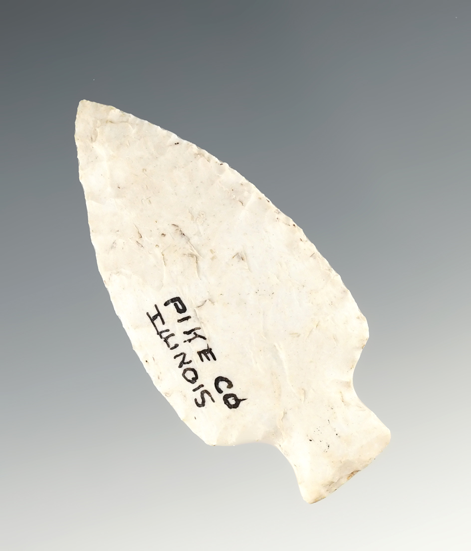 Classic style 2 7/16" Burlington Chert Table Rock Point found in Pike Co., Illinois.
