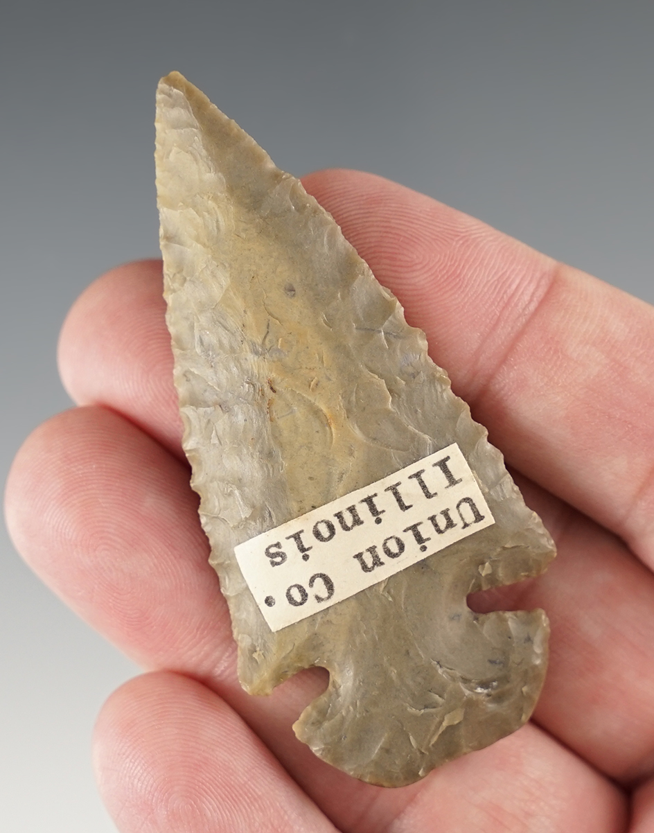 2 13/16" Hornstone Beveled Dovetail that is very nicely styled, found in Union Co., Illinois.