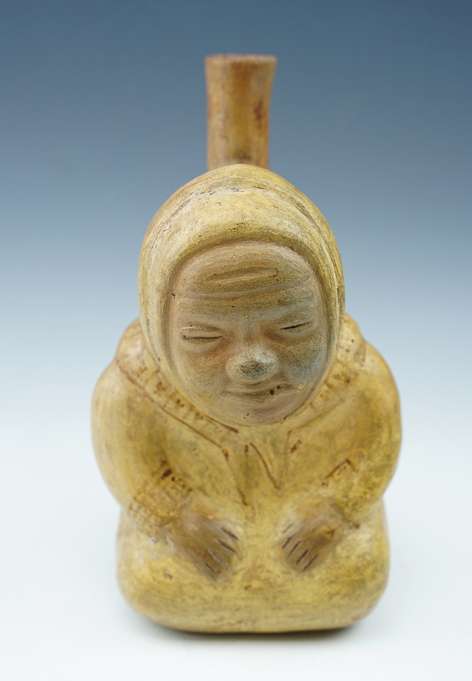 Very fine 7" Tall Moche I Figural Pottery Vessel recovered in Peru. Ex. Doug Hooks, Steve Olenick.