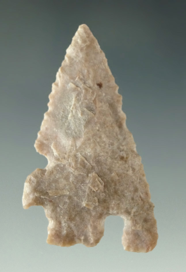 Classic style 1 11/16" Charcos point found in southern Texas that is exceptionally well flaked.