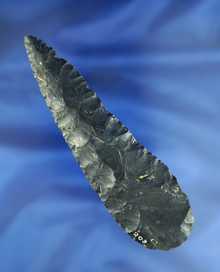4 5/8" black Flint Knife found in the Great Basin area.