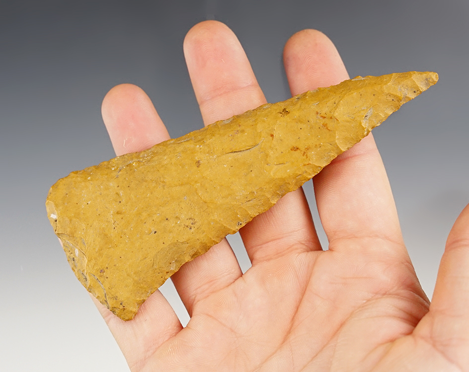 4 1/2" heavily patinated Knife found in the Midwestern U.S. Ex. Bill Likens collection.