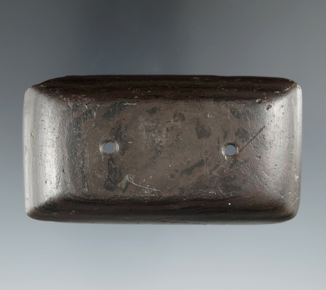 3 1/4" Adena Semi-Keeled Gorget found in Delaware Co., Ohio. Pictured. Ex. Meuser, Smith, Wilkins.