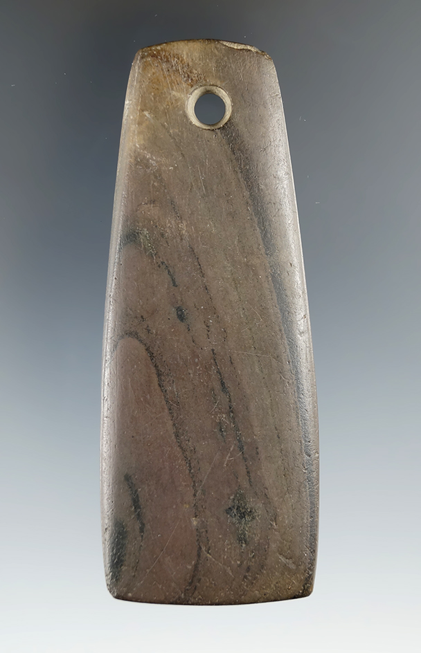 3 5/8" Adena Trapezoidal Pendant, Huron Co., Ohio. Ex. Raymond Vietzen, Jim Hawks Collections.