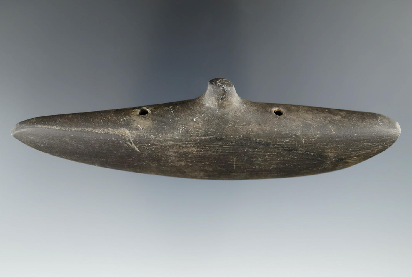 5" Glacial Kame Spineback Gorget found in Richland Co., Ohio. Bennett COA.