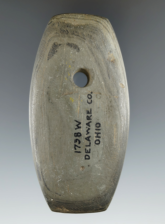 3 9/16" Woodland Pendant found in Delaware Co., Ohio. Ex. August Wehrle (#1738W), Dave Collins.