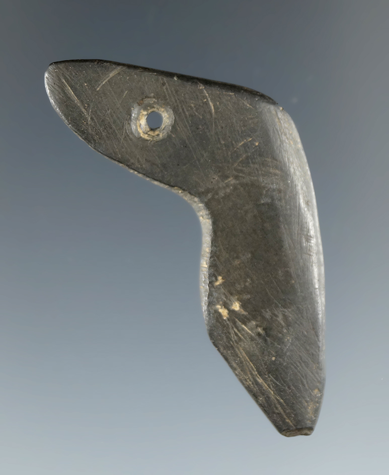 Mississipian 2" tall Claw Effigy Pendant found in Wood Co., Ohio. Ex. John H. Au, Jason Hanna.