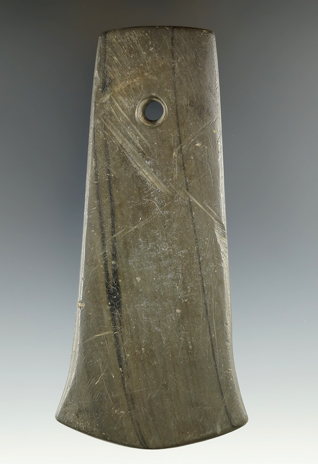 4 3/4" Adena Anchor Pendant made from green and black Banded Slate. Ex. Marvin Sadik.