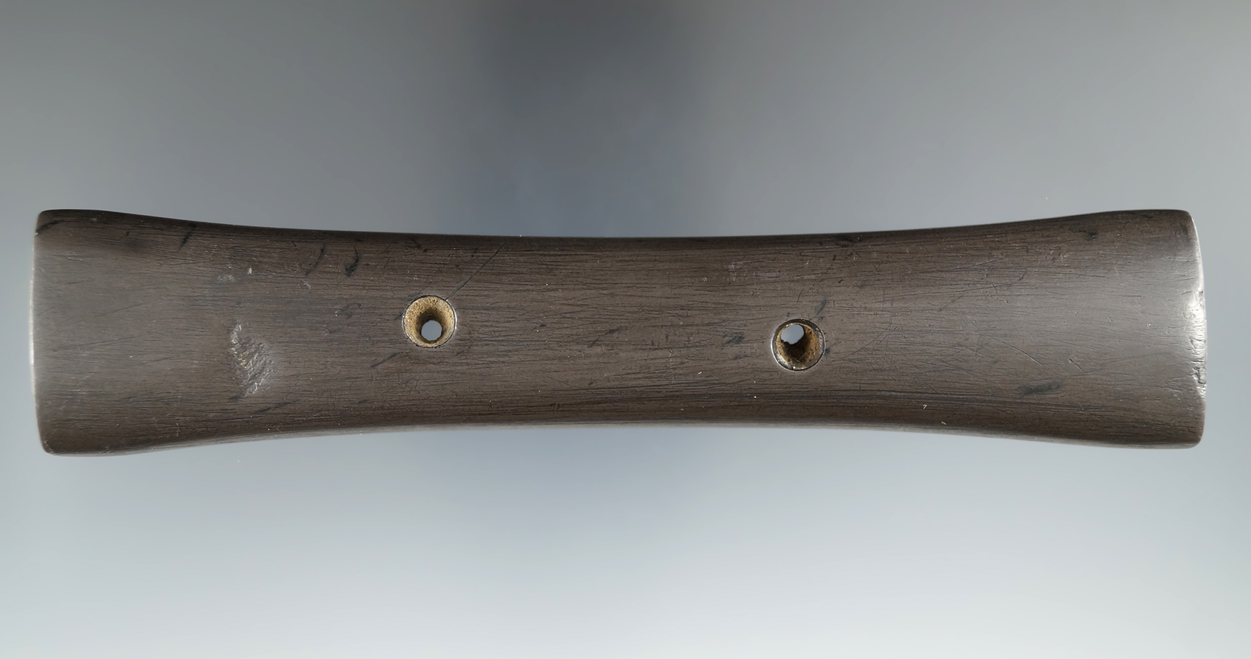 6 1/8" Late Woodland Elongated Gorget found in Lorain Co., Ohio. Pictured. Ex. Vietzen.