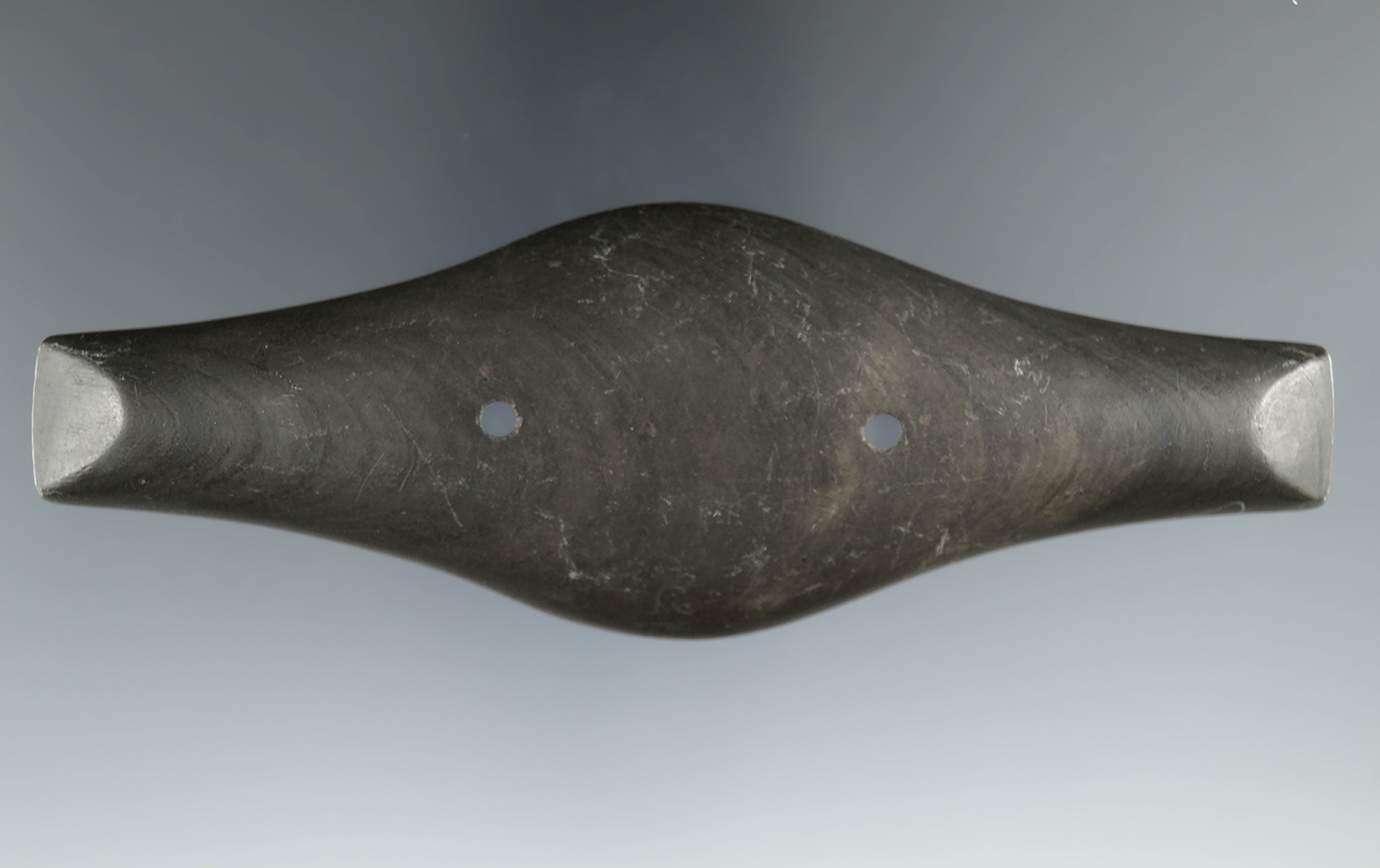 5 1/16" Adena Expanded Center Gorget, Muskingum Co., Ohio. Pictured. Ex. Raymond Vietzen.