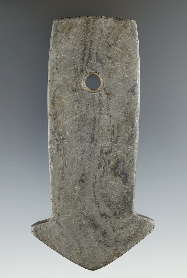 4 5/16" Adena Anchor Pendant made from Mottled Slate with tallied top, Adams Co., Ohio. Pictured