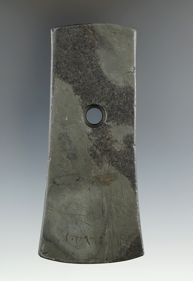 4" Adena Bell Pendant that is tallied. Found in Licking Co., Ohio. Ex. Jim Hahn, Bob Converse.