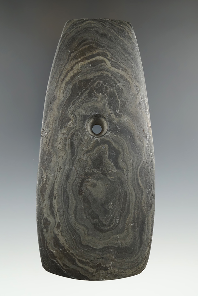 5 3/16" Adena Trapezoidal Pendant found in Jefferson Co., Ohio. Ex. Hawes, Mumaw, Jardine.