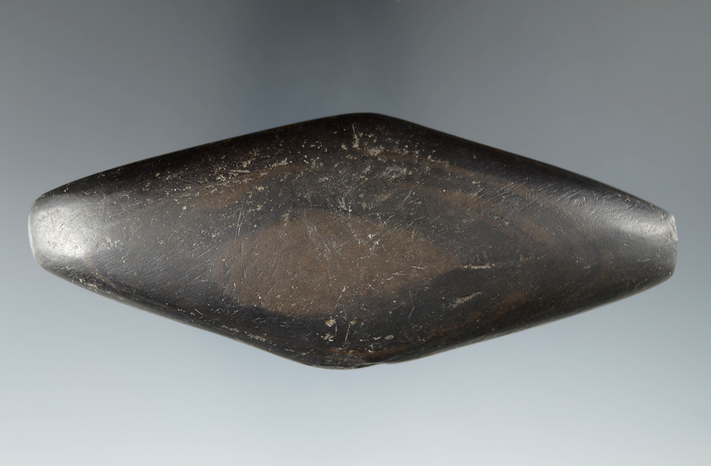 4 3/8" Undrilled Adena Expanded Center Gorget found in Brown Co., Ohio. Ex. Jack & Doug Hooks.