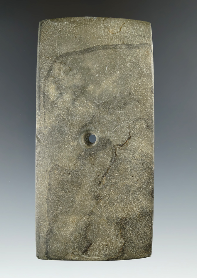 4 7/8" Hopewell Rectangular Pendant made from Mottled Slate, found in Hamilton Co., Ohio.