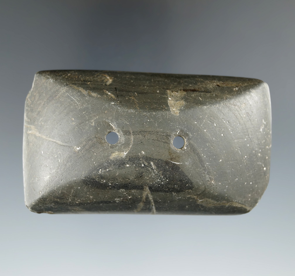 3 1/4" Adena Semi-Keeled Gorget found in Huron Co., Ohio. Pictured. Ex. Heckman.