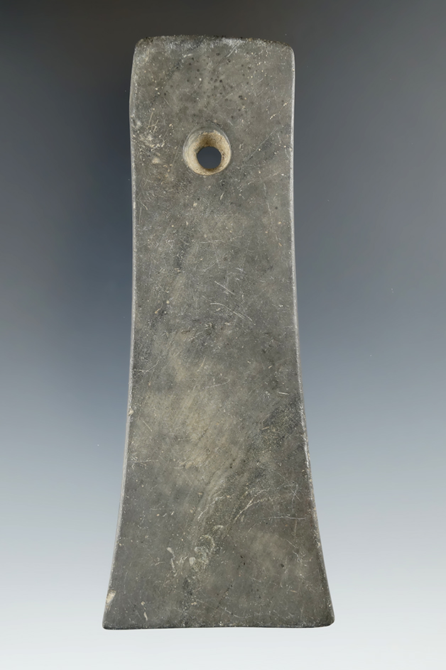 4 1/2" Adena Bell Pendant found near Keliner Ditch, Lagrange, Lorain Co., Ohio.