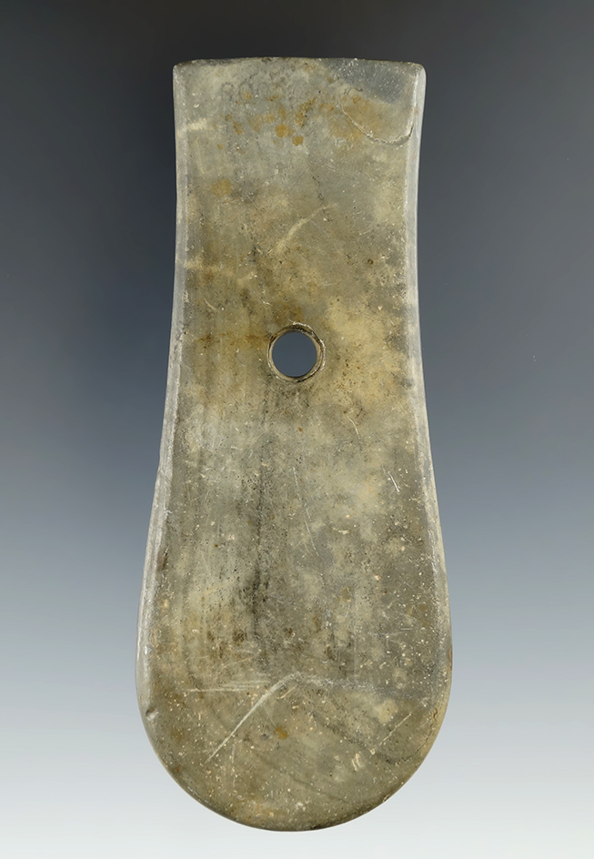 4 5/16" Adena Keyhole Pendant made from Banded Slate, found in the 1930's in Gallia Co., Ohio.